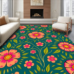 Vibrant Floral Vines Pattern Rug