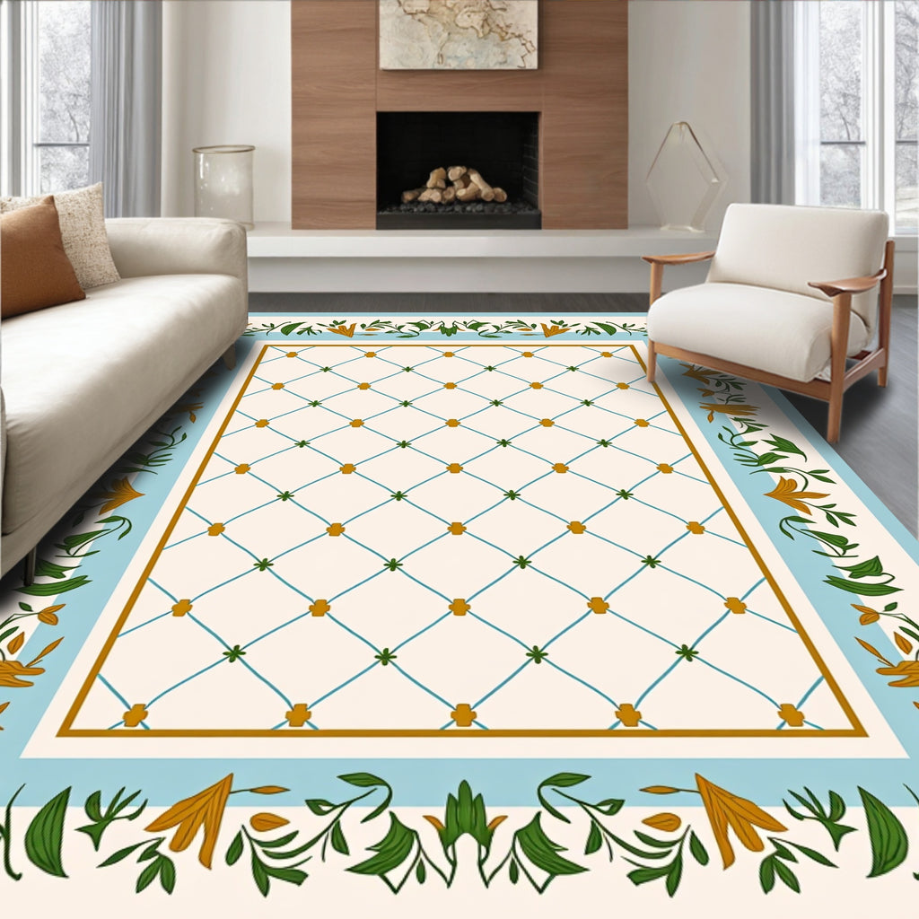 Floral Vine Lattice Pattern Rug