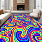 Vibrant Swirl Abstract Star Pattern Rug
