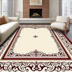 Ornate Floral Border Cream Rug