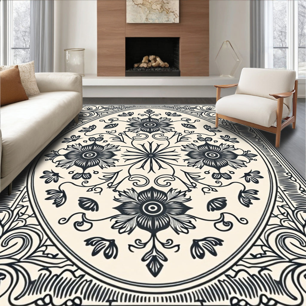 Oval Floral Classic Design Rug