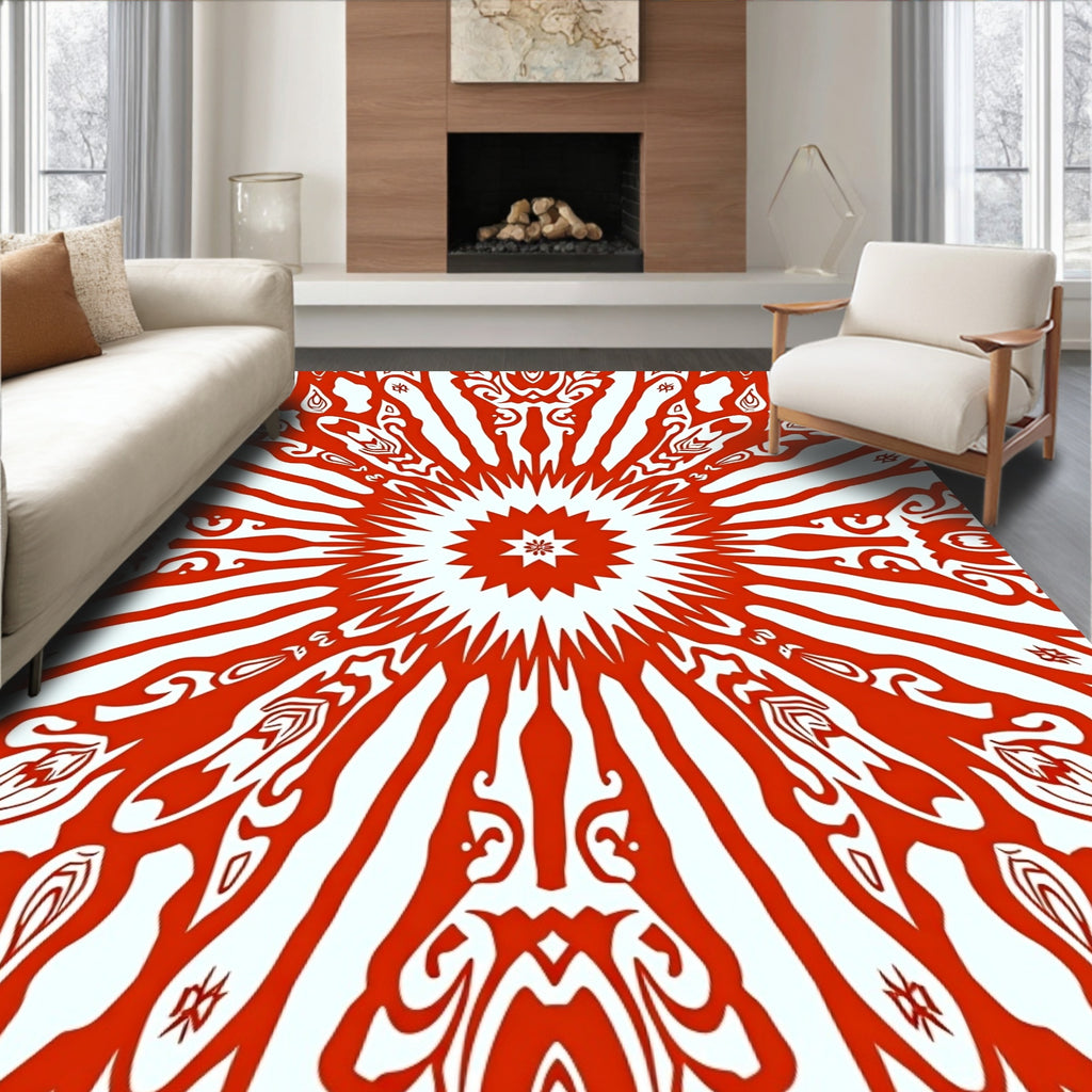 Vibrant Radial Symmetry Pattern Rug