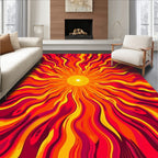 Radiant Sunburst Abstract Waves Rug