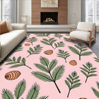Pink Pinecone Branch Repeating Pattern Rug
