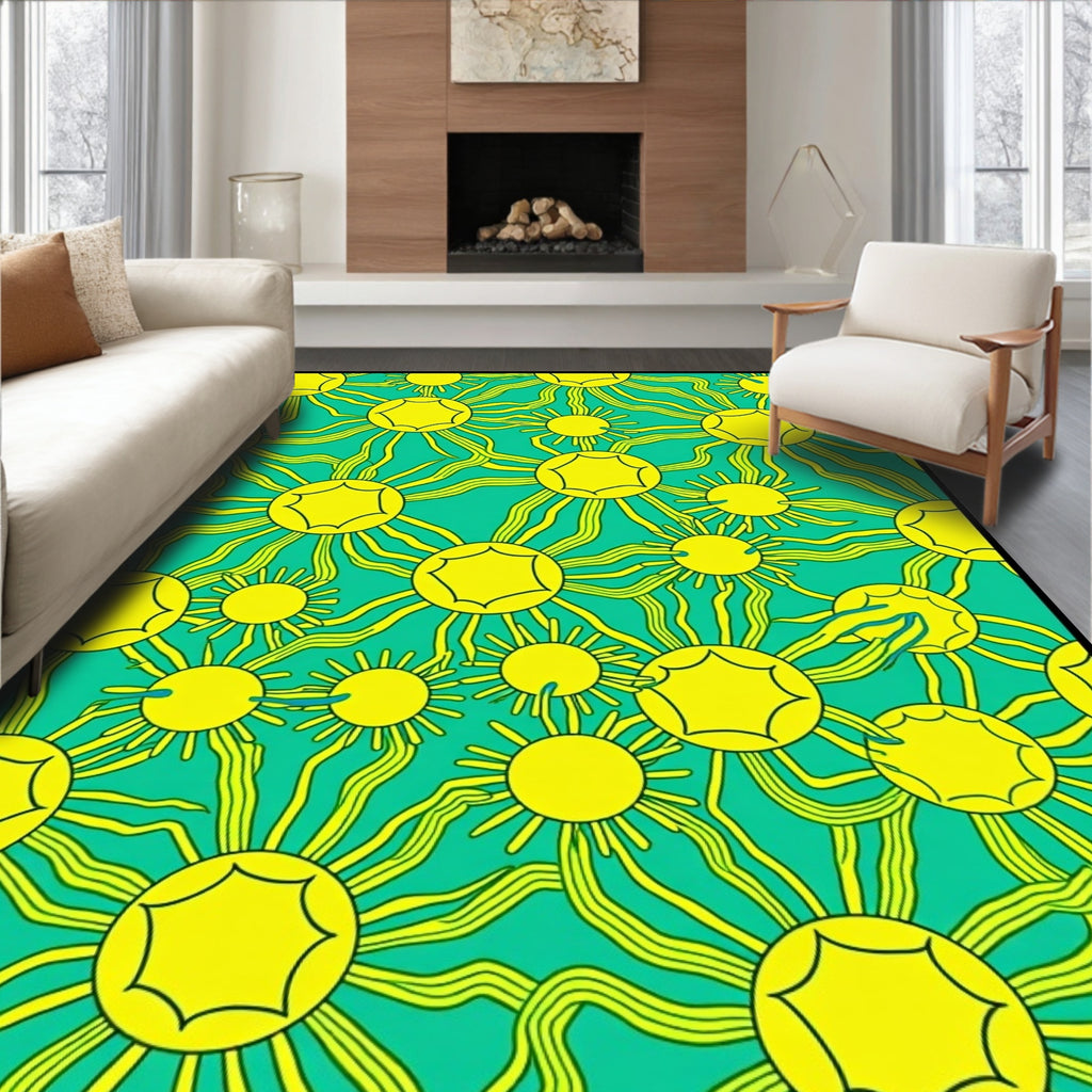 Radiant Sunburst Pattern Wallpaper Rug