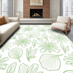 Simple Line Art Floral Pattern Rug