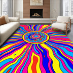 Psychedelic Sunburst Wave Pattern Rug