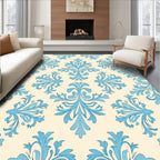 Elegant Blue Floral Damask Pattern Rug