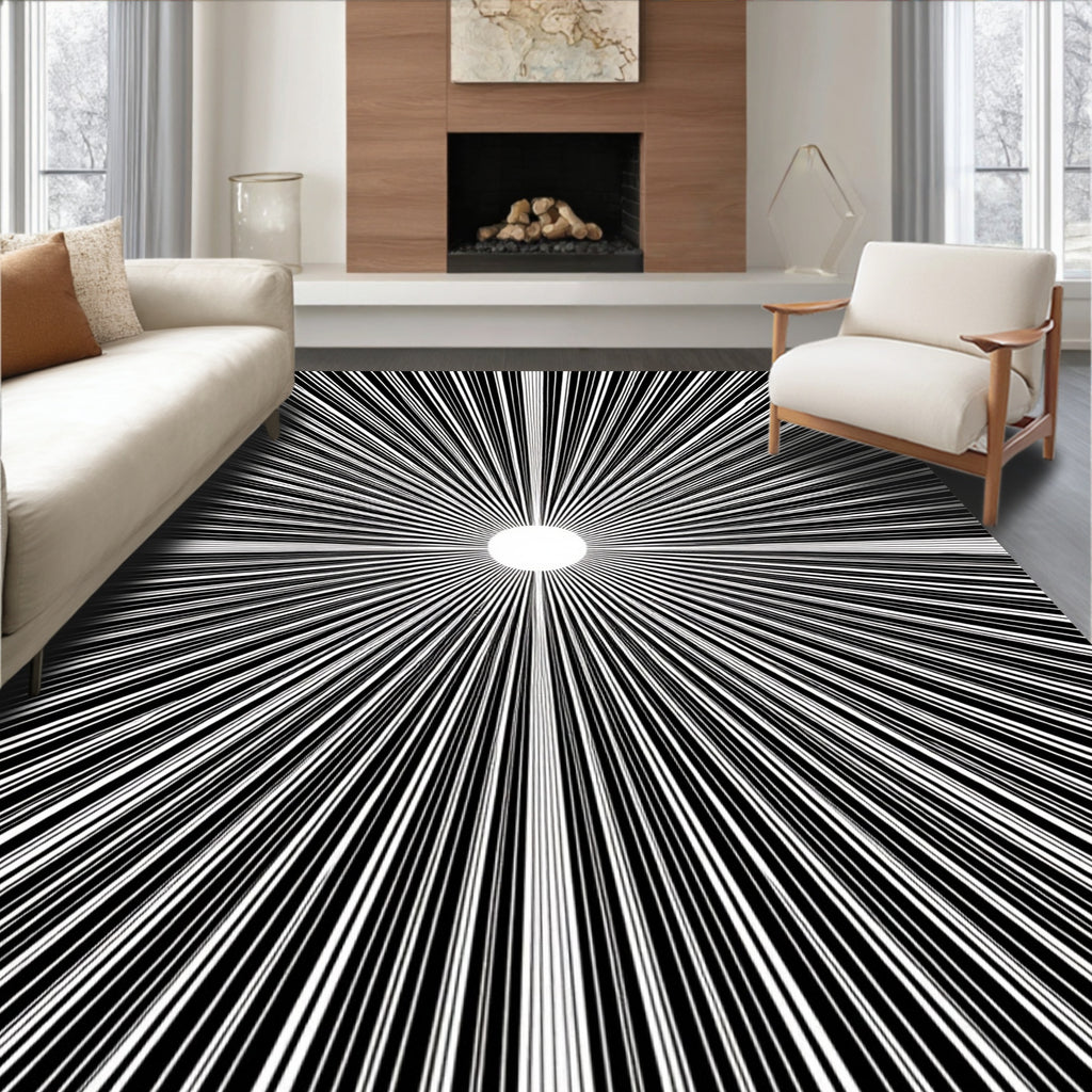 Striking Radial Lines Pattern Rug