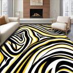 Bold Yellow Black White Swirl Rug