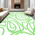 Abstract Green Swirls Pattern Rug
