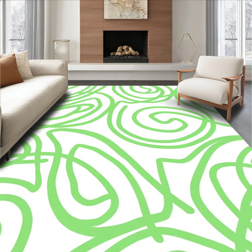 Abstract Green Swirls Pattern Rug