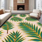 Green Leaf Patterned Tropical Rug
