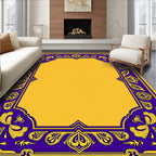 Royal Blue Yellow Floral Border Rug