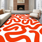 Bold Warm Orange Swirl Pattern Rug