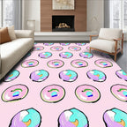 Abstract Pink Blue Circles Design Rug
