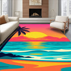 Tropical Sunset Beach Scene Rug