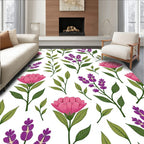 Pink Purple Floral Leaves Pattern Rug