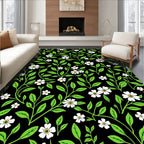 Floral Vine Pattern with White Flowers Rug