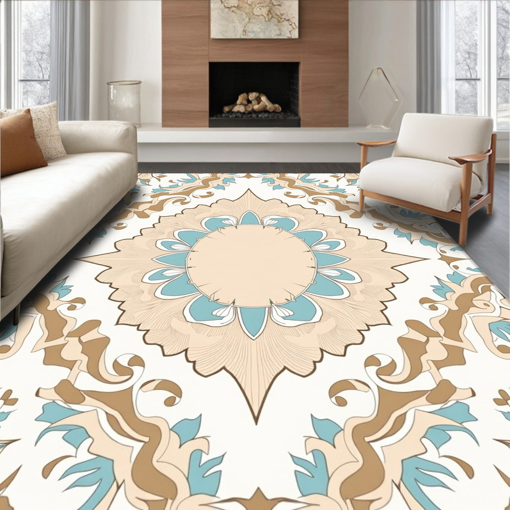 Ornate Floral Mandala Pattern Rug