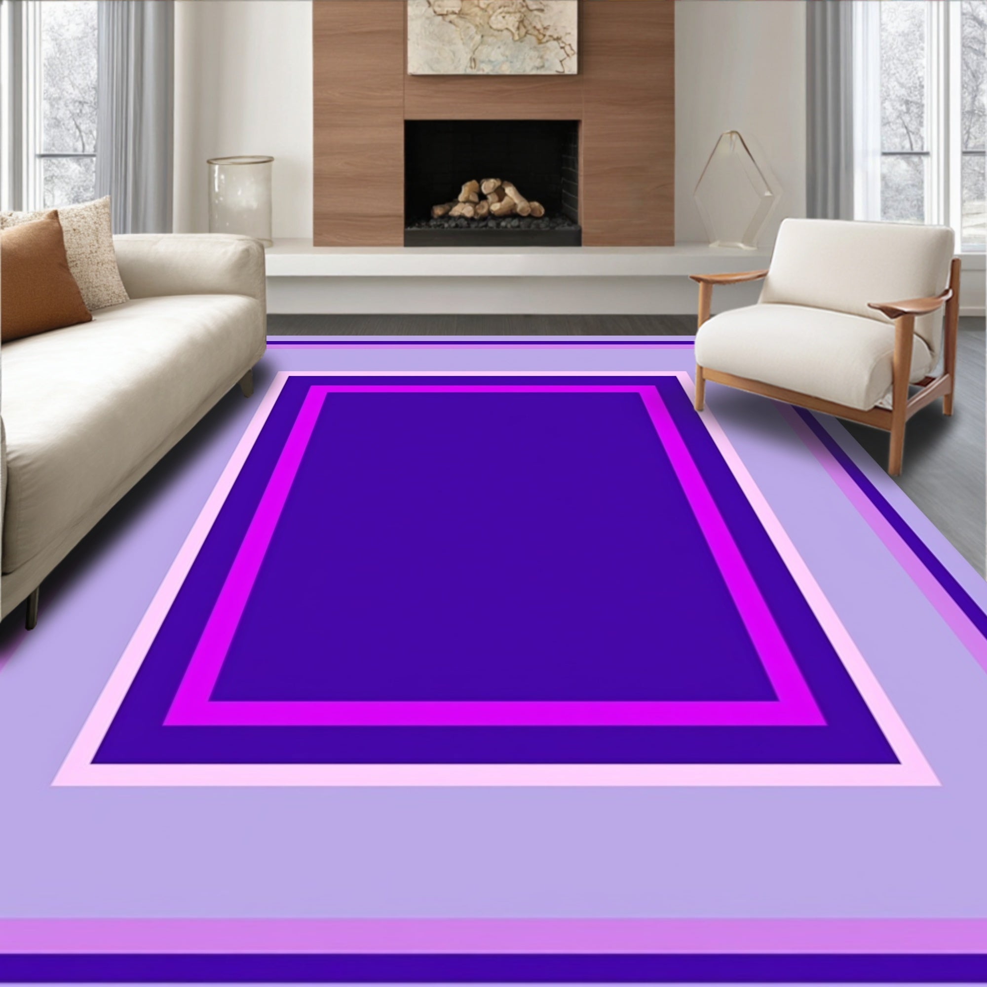 Contemporary Abstract Layered Geometric Rug