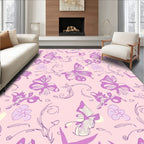 Whimsical Butterfly Floral Pattern Design Rug