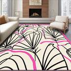 Botanical Lines Curves Pink Rug