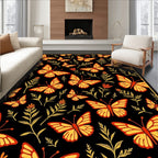 Yellow Butterfly Floral Pattern Rug