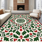 Victorian Holly Berry Botanical Mandala Rug