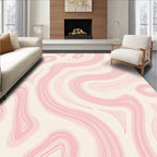 Abstract Swirl Pattern Pink Rug