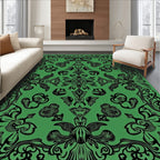 Ornate Emerald Floral Swirl Rug