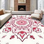 Vintage Pink Floral Tile Pattern Rug