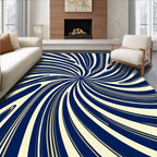 Dynamic Swirl Blue Beige Abstract Rug