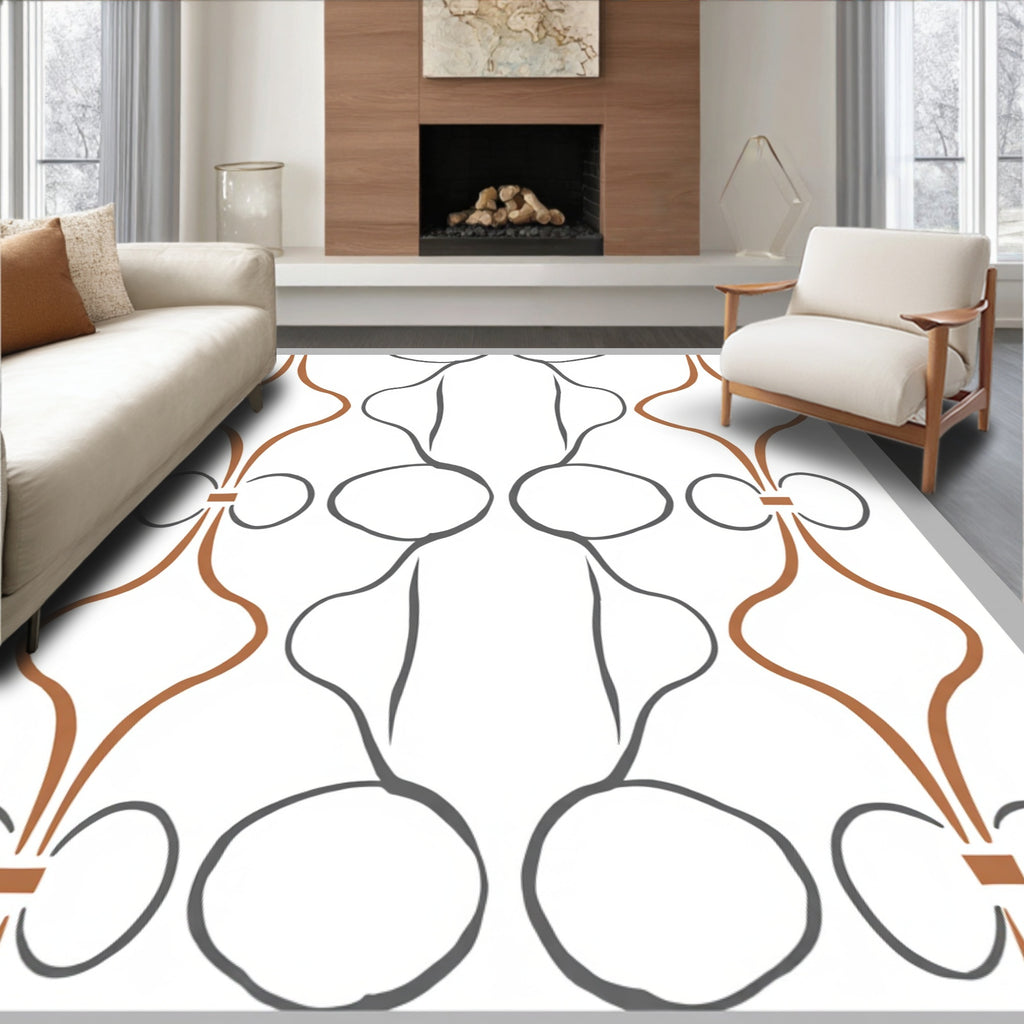 Curved Geometric Pattern Design Rug