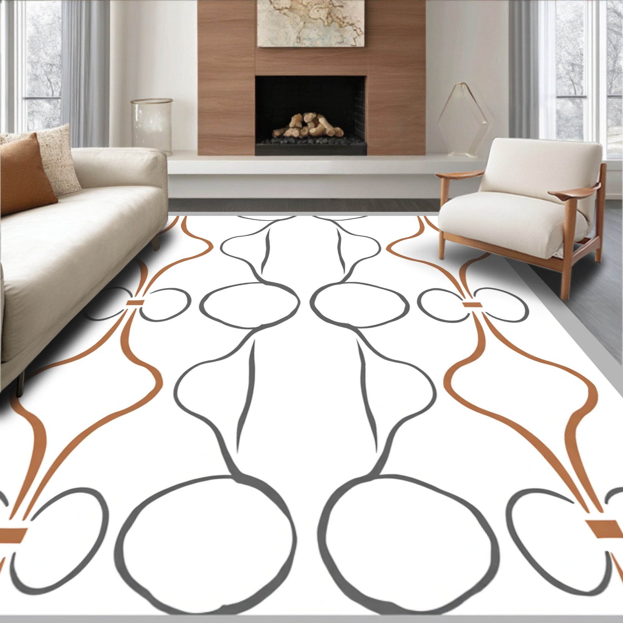 Curved Geometric Pattern Design Rug