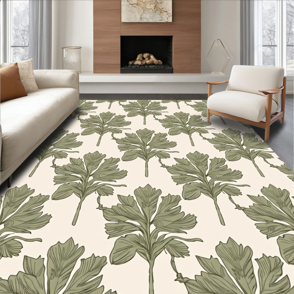 Art Nouveau Leaf Pattern Design Rug