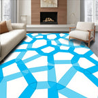 Abstract Blue Interlocking Lines Rug