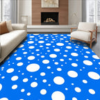 Random White Circles Blue Pattern Rug