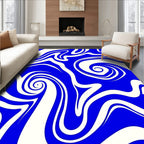 Electric Blue Swirl Pattern Rug