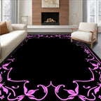 Pink Floral Vine Border Rug