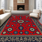 Bold Floral Red Cream Navy Rug