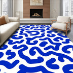 Bold Blue Swirl Abstract Pattern Rug