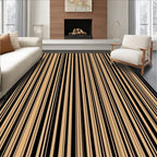 Modern Black Tan Stripe Design Rug