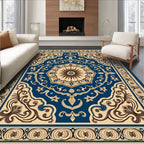 Rich Blue Floral Medallion Pattern Rug