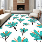Teal Orange Leaf Pattern Design Rug