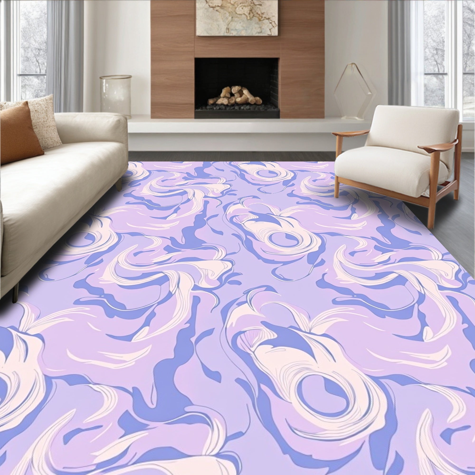 Misty Swirl Lavender Abstract Pattern Rug
