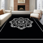 Monochromatic Mandala Bloom Pattern Rug