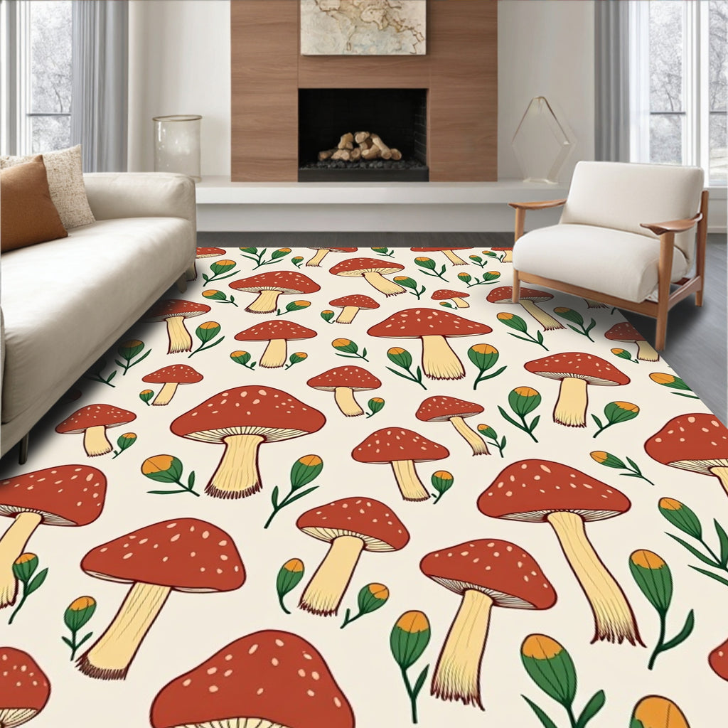 Whimsical Mushroom Bud Pattern Rug
