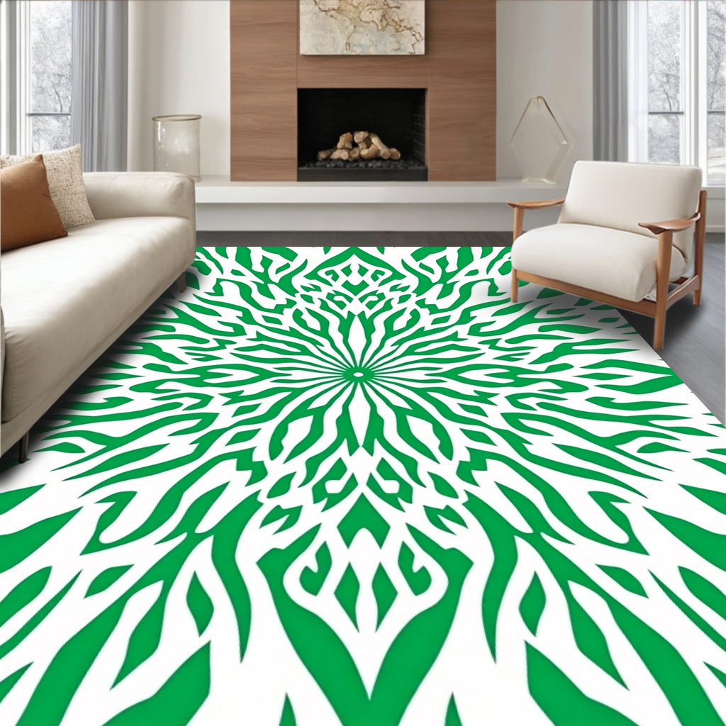 Radiant Green Organic Pattern Rug