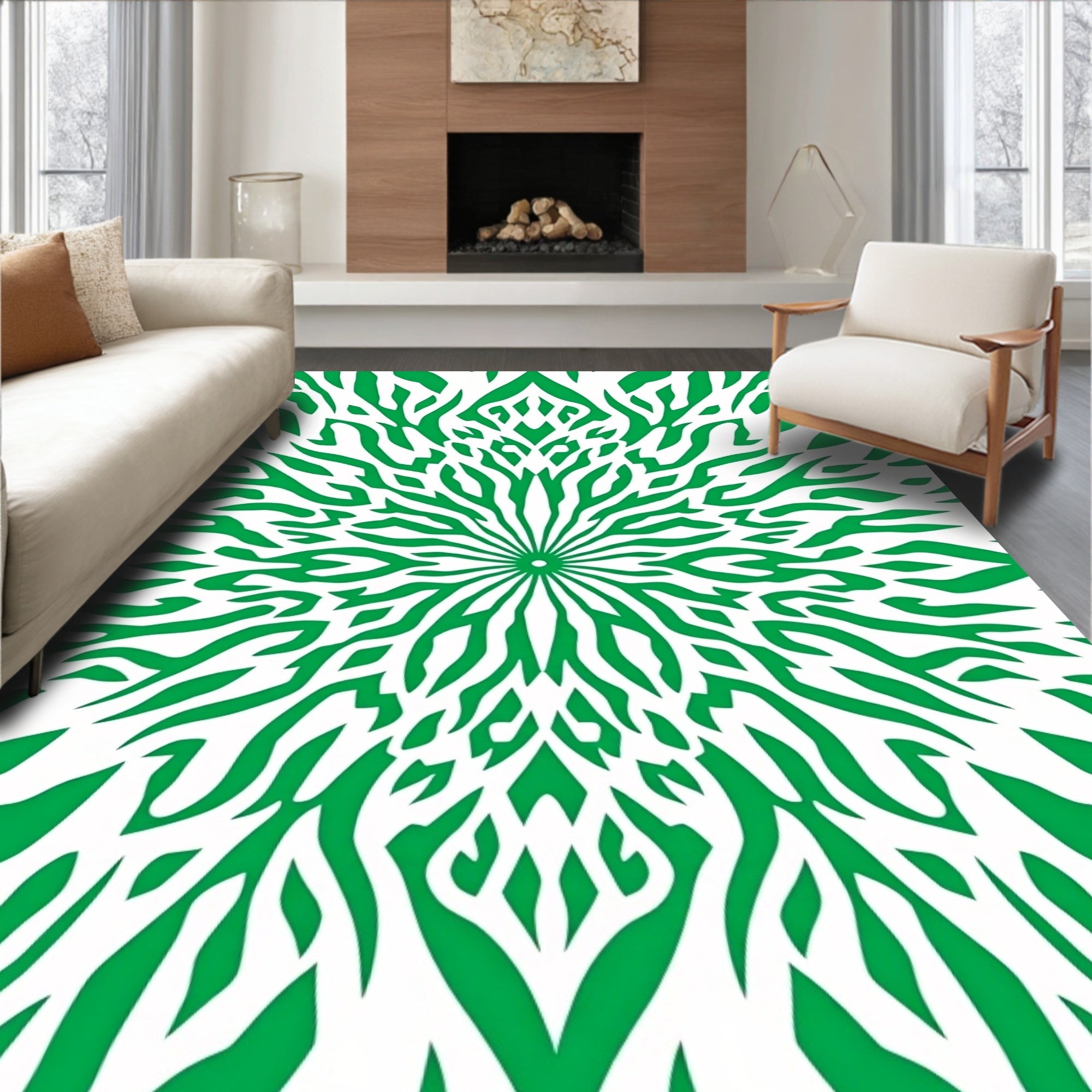 Radiant Green Organic Pattern Rug